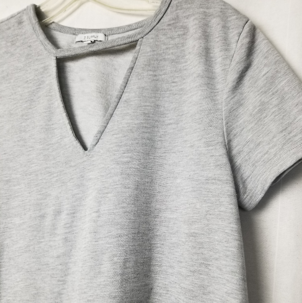 Z Supply Gray Cutout Baby French Terry Short Sleeves T-shirt Dress Size Small - Picture 4 of 13